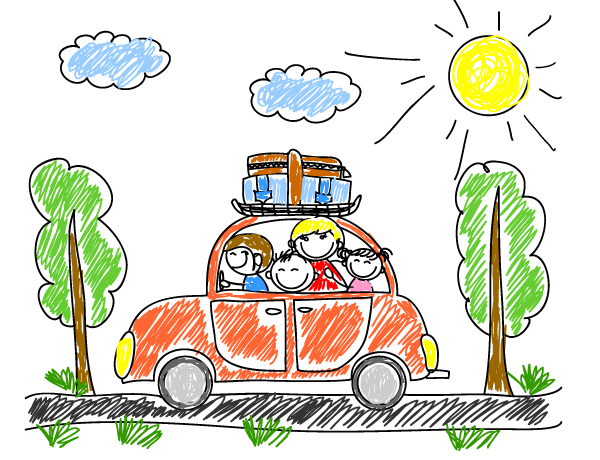 рисунка с деца на път